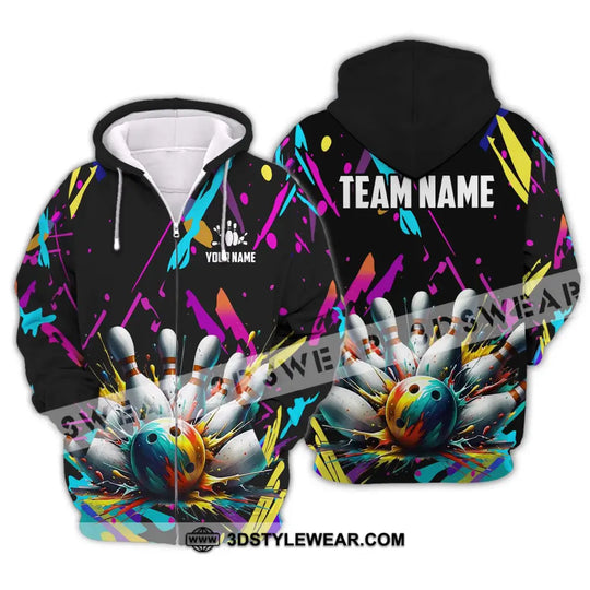 Unisex Shirt - Custom Name And Team Name Shirt, Full Of Colorful Bowling Shirt style option 2