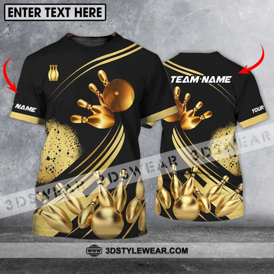 Unisex Shirt - Custom Name And Team Name Shirt, Golden Bowling Shirt style option 1