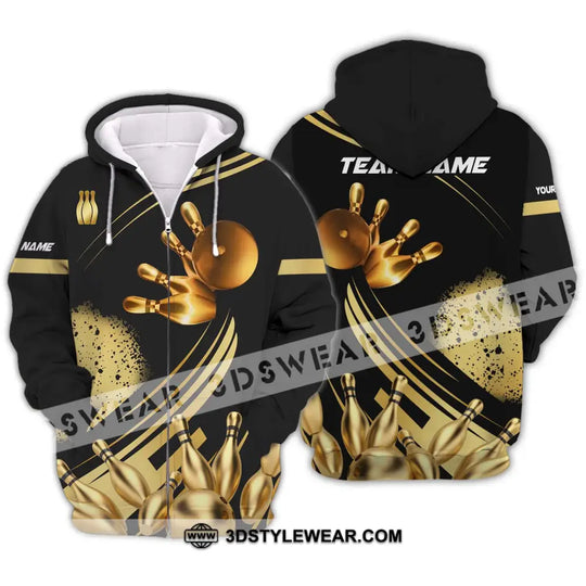 Unisex Shirt - Custom Name And Team Name Shirt, Golden Bowling Shirt style option 2