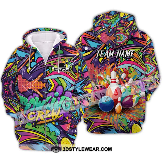 Unisex Shirt - Custom Name And Team Name Shirt, Graffiti Bowling Shirt style option 2