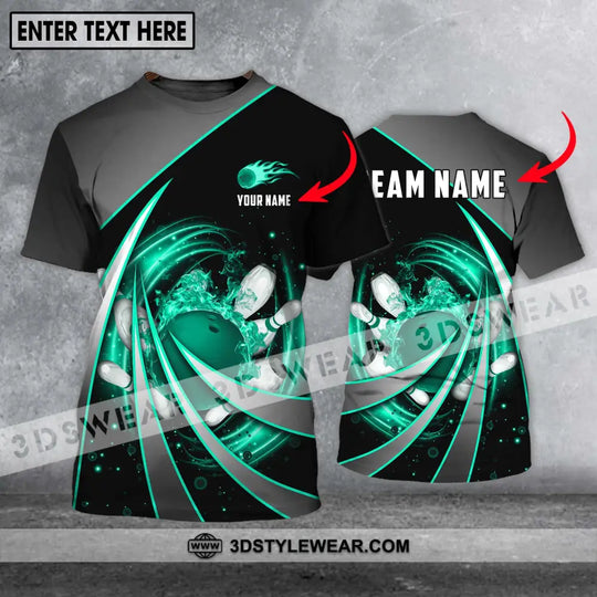 Unisex Shirt - Custom Name And Team Name Shirt, Green Bowling Line style option 1