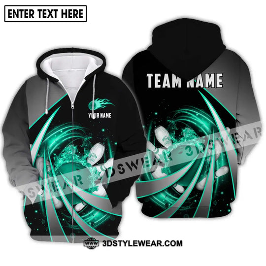 Unisex Shirt - Custom Name And Team Name Shirt, Green Bowling Line style option 2