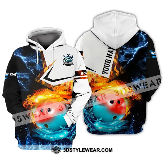 Unisex Shirt - Custom Name And Team Name Shirt, Ice Fire Bowling Ball Shirt style option 3