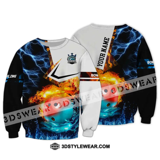 Unisex Shirt - Custom Name And Team Name Shirt, Ice Fire Bowling Ball Shirt style option 4