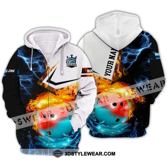 Unisex Shirt - Custom Name And Team Name Shirt, Ice Fire Bowling Ball Shirt style option 2