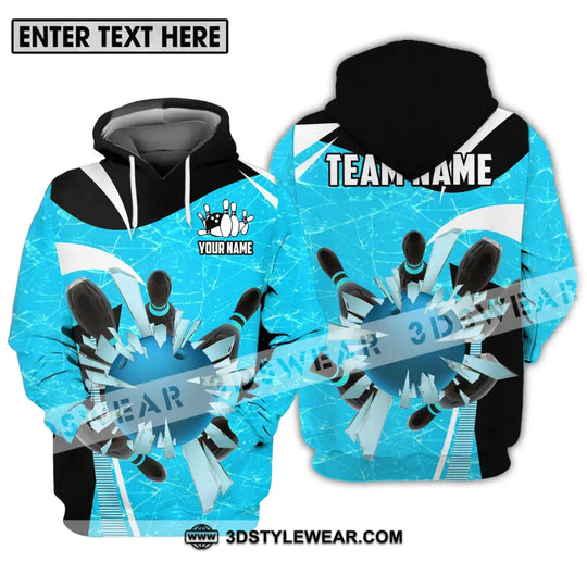 Unisex Shirt - Custom Name And Team Name Shirt, Light Blue Pieces Bowling style option 3