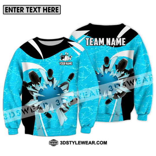 Unisex Shirt - Custom Name And Team Name Shirt, Light Blue Pieces Bowling style option 4
