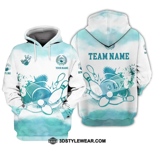 Unisex Shirt - Custom Name And Team Name Shirt, Mint Color Bowling Ball And Pins style option 3