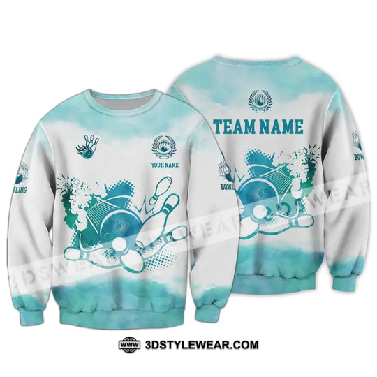 Unisex Shirt - Custom Name And Team Name Shirt, Mint Color Bowling Ball And Pins style option 4