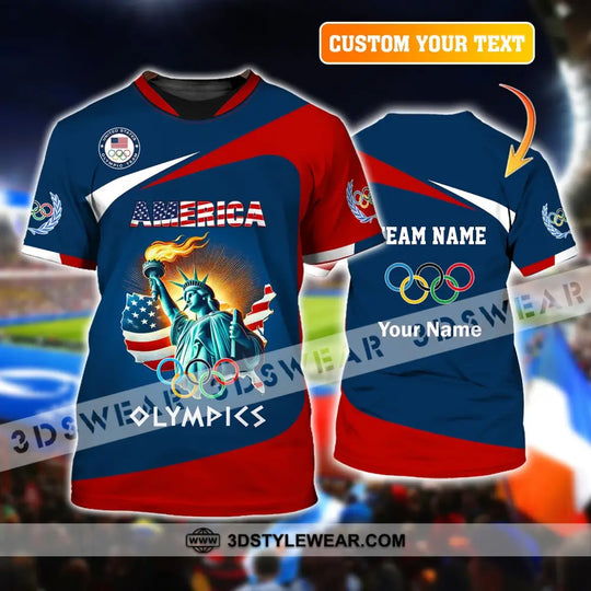 Unisex Shirt, Custom Name and Team Name Olympic Shirt, 2024 American Olympic Long Sleeve Polo Shirt style option 1
