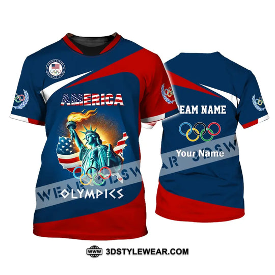 Unisex Shirt, Custom Name and Team Name Olympic Shirt, 2024 American Olympic Long Sleeve Polo Shirt style option 2