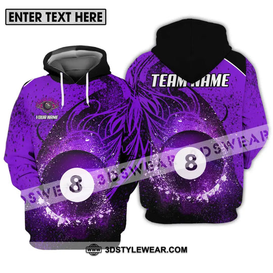 Unisex Shirt - Custom Name And Team Name Shirt, Purple Billiard 8 style option 3