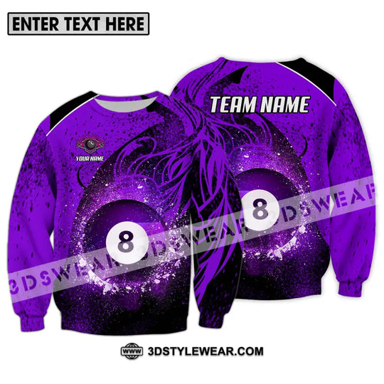 Unisex Shirt - Custom Name And Team Name Shirt, Purple Billiard 8 style option 4