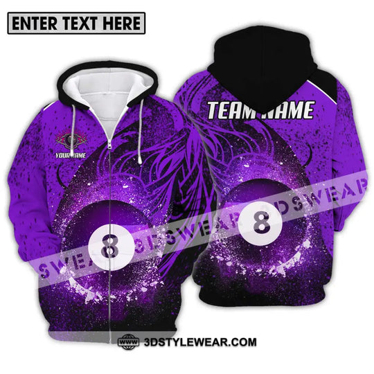 Unisex Shirt - Custom Name And Team Name Shirt, Purple Billiard 8 style option 2