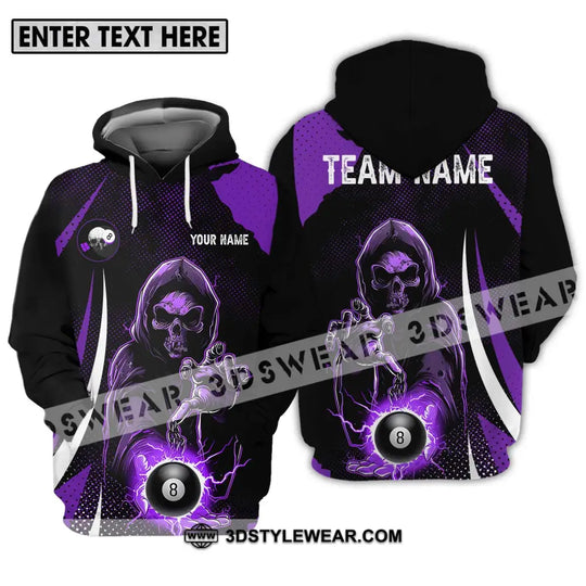Unisex Shirt - Custom Name And Team Name Shirt, Purple Billiard Skull No 8 style option 3