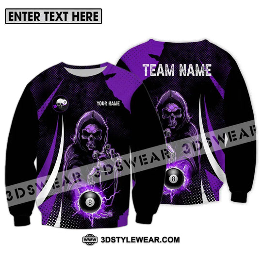 Unisex Shirt - Custom Name And Team Name Shirt, Purple Billiard Skull No 8 style option 4