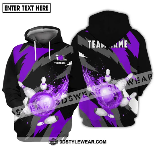 Unisex Shirt - Custom Name And Team Name Shirt, Purple Bowling Ball Shirt style option 3