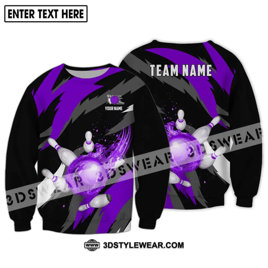 Unisex Shirt - Custom Name And Team Name Shirt, Purple Bowling Ball Shirt style option 4