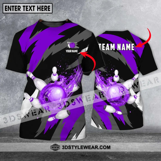 Unisex Shirt - Custom Name And Team Name Shirt, Purple Bowling Ball Shirt style option 1