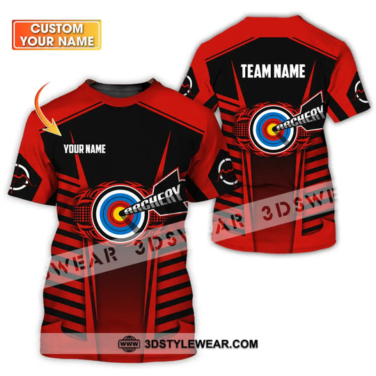 Unisex Shirt - Custom Name And Team Name Shirt, Red Archery style option 1