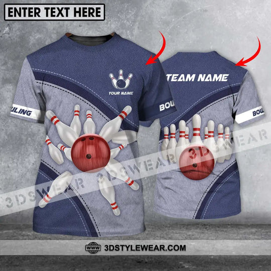 Unisex Shirt - Custom Name And Team Name Shirt, Red Bowling Ball Shirt style option 1