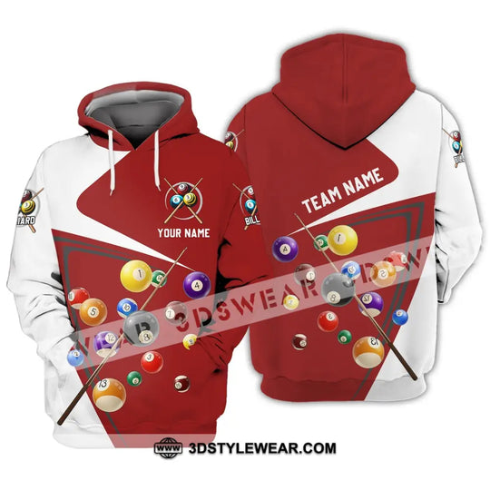 Unisex Shirt - Custom Name And Team Name Shirt - Red And White Shirt For Billiard Lover style option 3