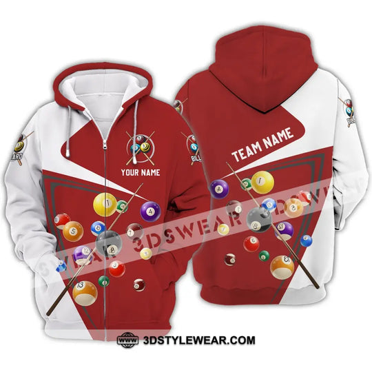 Unisex Shirt - Custom Name And Team Name Shirt - Red And White Shirt For Billiard Lover style option 4