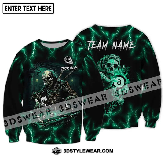 Unisex Shirt - Custom Name And Team Name Shirt, Skeleton Playing Billiards style option 4