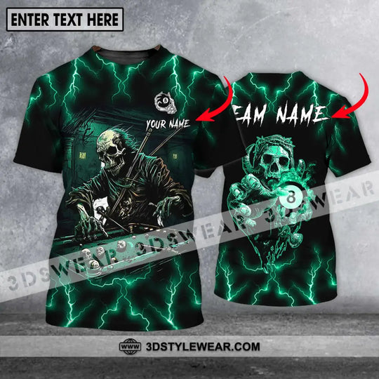 Unisex Shirt - Custom Name And Team Name Shirt, Skeleton Playing Billiards style option 1