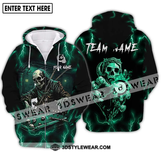 Unisex Shirt - Custom Name And Team Name Shirt, Skeleton Playing Billiards style option 2