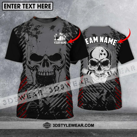 Unisex Shirt - Custom Name And Team Name Shirt, Skull Bowling Shirt style option 1