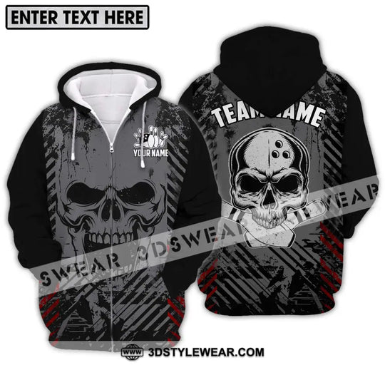 Unisex Shirt - Custom Name And Team Name Shirt, Skull Bowling Shirt style option 2