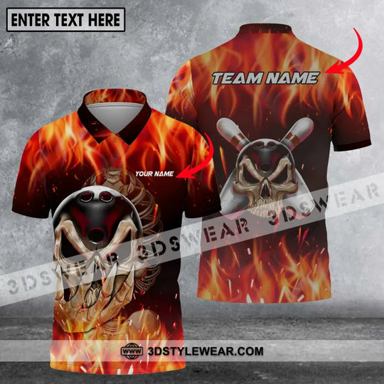 Unisex Shirt - Custom Name And Team Name Shirt - Skull Fire Bowling - Shirt For Bowling Lover style option 4
