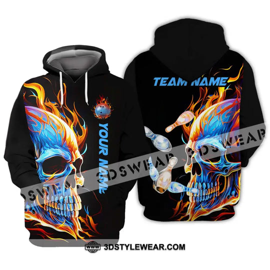 Unisex Shirt - Custom Name And Team Name Shirt, Skull Ice Fire Bowling style option 3