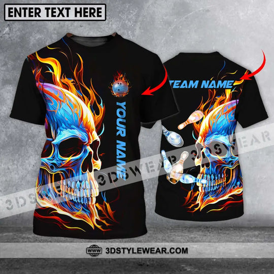 Unisex Shirt - Custom Name And Team Name Shirt, Skull Ice Fire Bowling style option 1