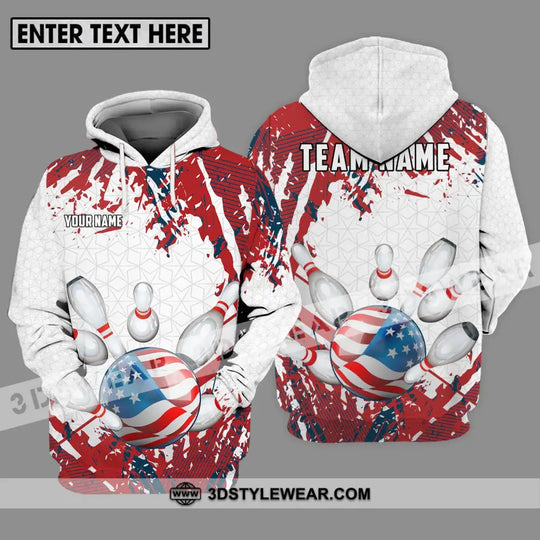 Unisex Shirt - Custom Name And Team Name Sport Shirt, America Flag Color Bowling Ball style option 3