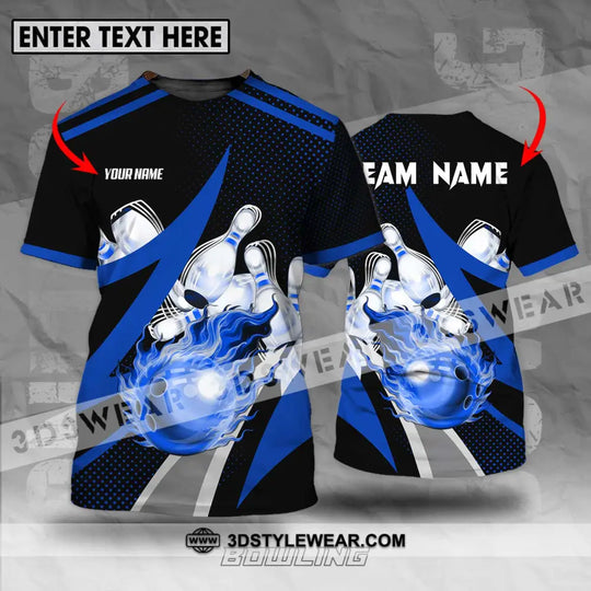 Unisex Shirt - Custom Name And Team Sport Bowling Shirt, Blue Bowling Ball style option 1