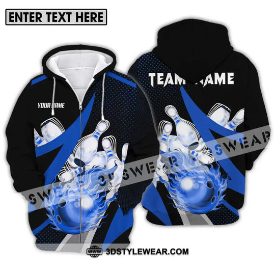 Unisex Shirt - Custom Name And Team Sport Bowling Shirt, Blue Bowling Ball style option 2