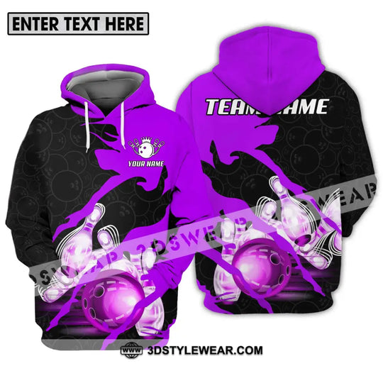 Unisex Shirt - Custom Name And Team Sport Bowling Shirt, Purple Bowling Ball style option 3