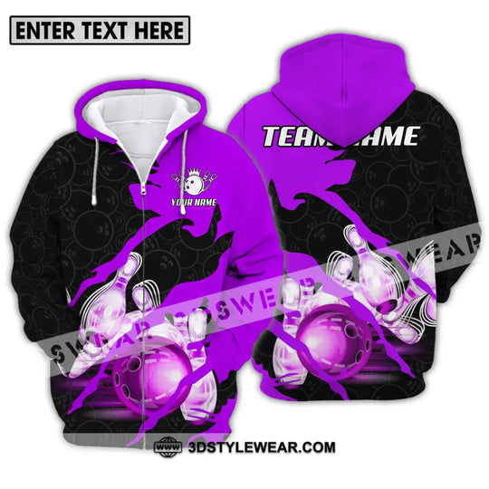 Unisex Shirt - Custom Name And Team Sport Bowling Shirt, Purple Bowling Ball style option 2
