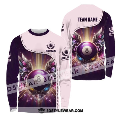 Unisex Shirt - Custom Name And Team Sport Diamond Billiard Long Sleeve / S T-Shirt