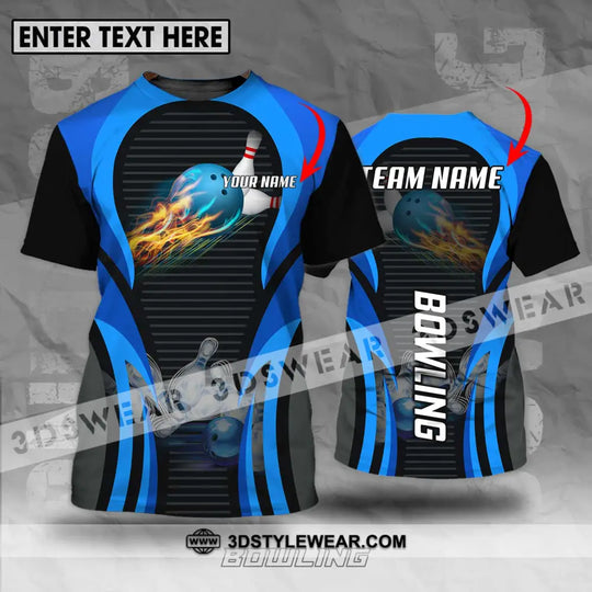 Unisex Shirt - Custom Name And Team Name Sport Shirt, Fire Ice Bowling Ball style option 1