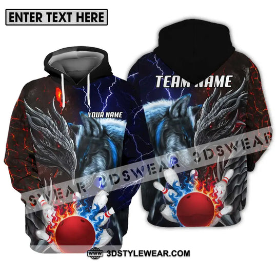 Unisex Shirt - Custom Name And Team Name Sport Shirt, Fire Ice Bowling King style option 3