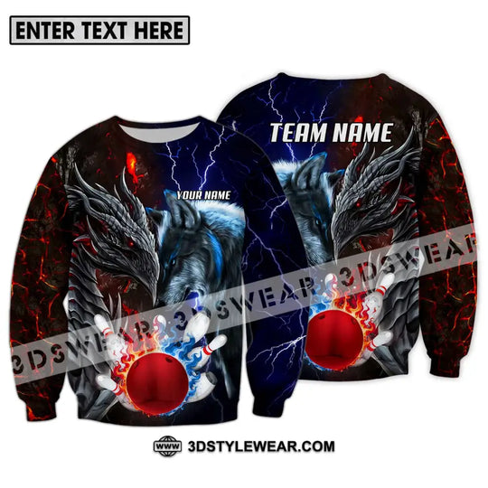 Unisex Shirt - Custom Name And Team Name Sport Shirt, Fire Ice Bowling King style option 4