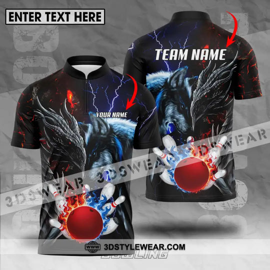 Unisex Shirt - Custom Name And Team Name Sport Shirt, Fire Ice Bowling King style option 1