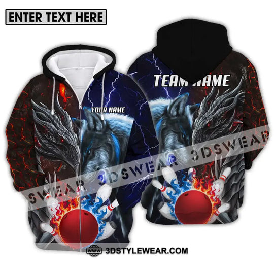 Unisex Shirt - Custom Name And Team Name Sport Shirt, Fire Ice Bowling King style option 2