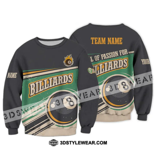 Unisex Shirt - Custom Name And Team Name Sport Shirt, Full Of Passion For Billiards style option 4