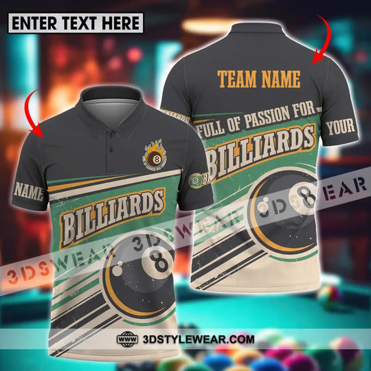 Unisex Shirt - Custom Name And Team Name Sport Shirt, Full Of Passion For Billiards style option 1
