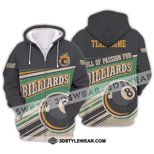 Unisex Shirt - Custom Name And Team Name Sport Shirt, Full Of Passion For Billiards style option 2