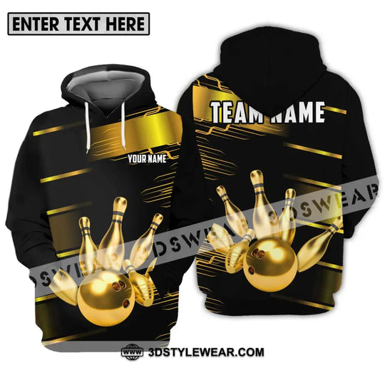 Unisex Shirt - Custom Name And Team Name Sport Shirt, Gold Bowling Ball And Pins style option 3